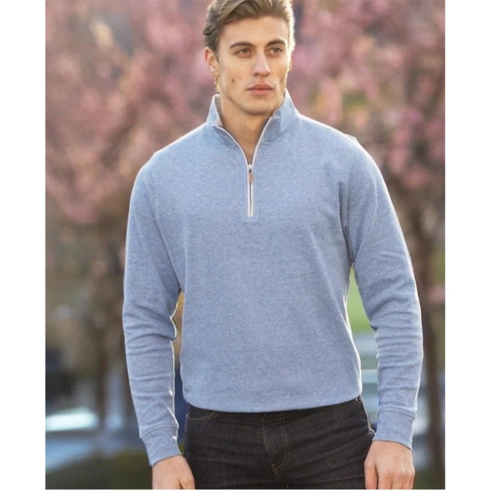 NWT‎ Collars & Co Light Pale Blue Cloud Textured Quarter Zip Pullover XXL 2XL